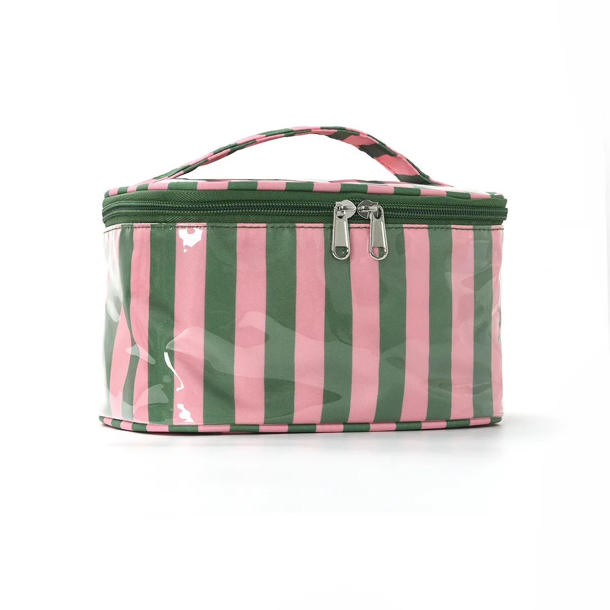 sac cosmétique à rayures en pvc de grande capacité, sac de rangement pour articles de toilette pour femmes, sac de maquillage portable, sac de voyage pour voyage d'affaires, soins de la peau