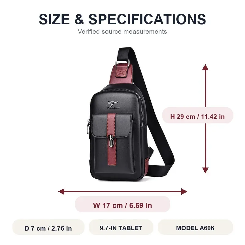 sac de poitrine en cuir pour homme, sac bandoulière décontracté, sac messager pour voyage d'affaires, noir, marron