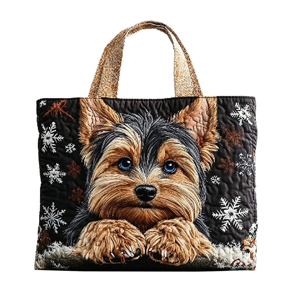 sac à main matelassé pour femme, motif chien yorkshire terrier amusant, sac à bandoulière décontracté pour le shopping quotidien