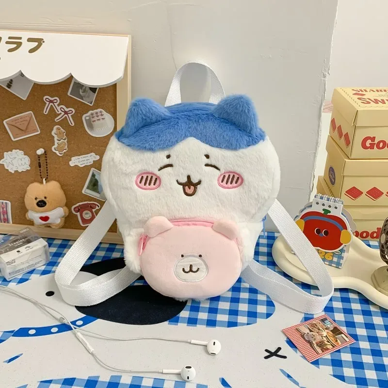 nouveau sac à bandoulière en velours brodé chiikawa, sac à dos de rangement pour figurines anime, sacs kawaii pour femme