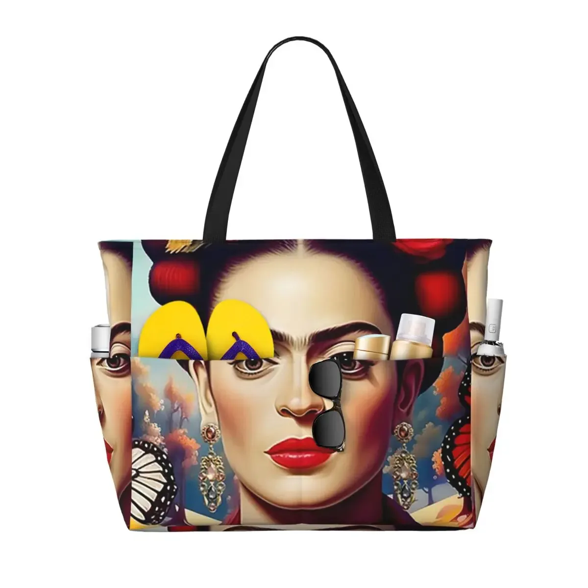 sac fourre-tout frida kahlo pour la plage, le sport, la gym, le yoga, grand sac de voyage pour femme, sac de fitness