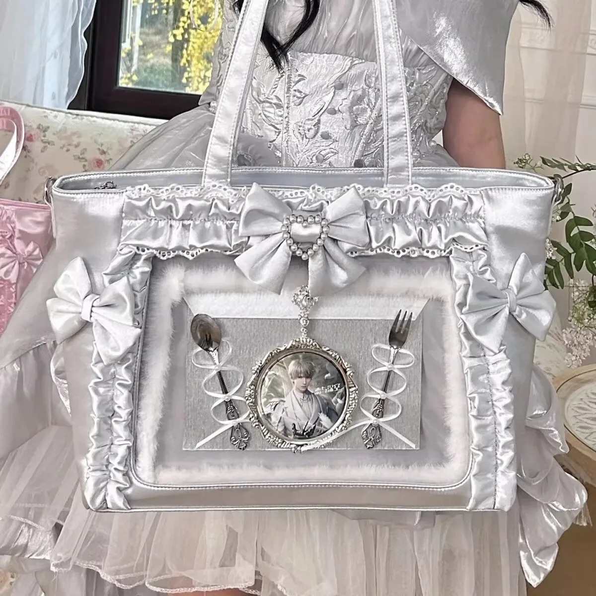 y2k mignon japonais ins ita sac lolita fille fourre-tout transparent sac à bandoulière grande capacité sac à bandoulière décontracté bricolage affichage sacs à main