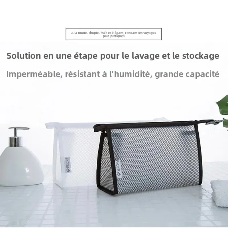 Sac de rangement de voyage, trousse de toilette portable en maille EVA, trousse à cosmétiques étanche, sac de rangement pour fournitures cosmétiques de voyage