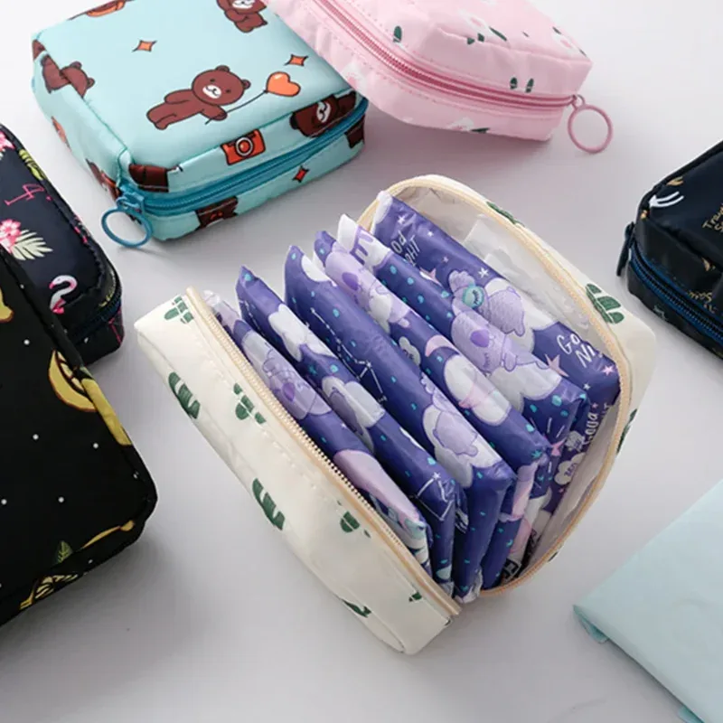 sac de rangement multifonction portable pour serviettes hygiéniques, pochette pour tampons, sac cosmétique, organisateur de maquillage, sacs pour serviettes hygiéniques pour filles