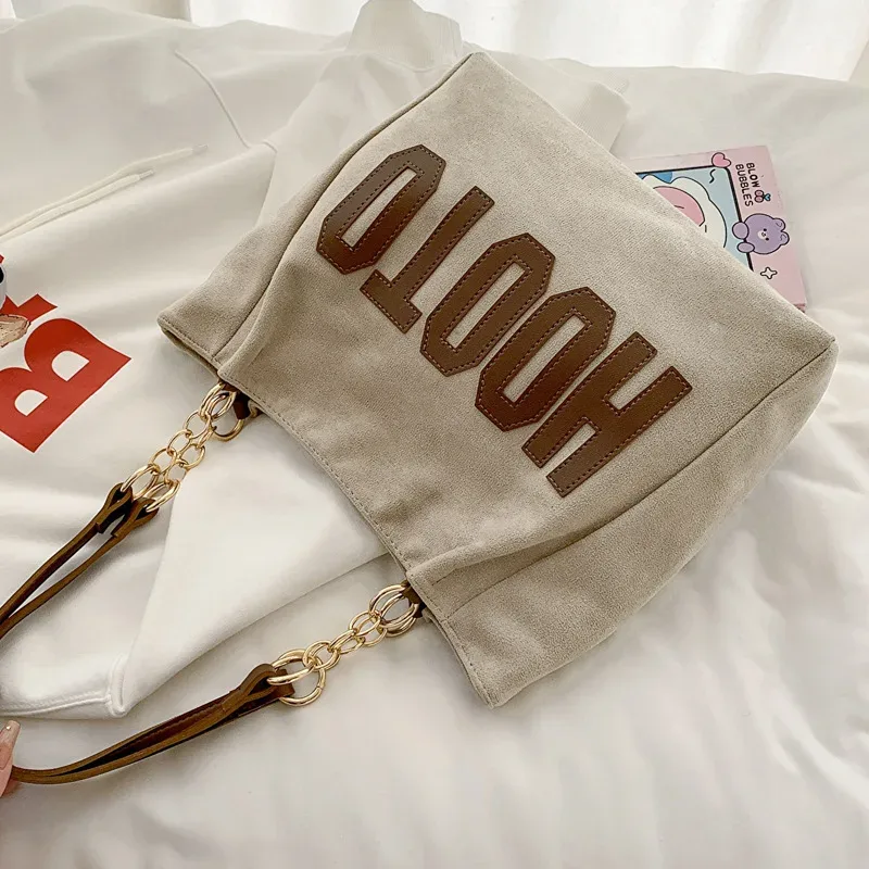 sac à bandoulière de couleur unie, sac fourre-tout avec lettres tendance, sac à main de campus en toile pour femmes, bureau, collège, travail, sacs à main de voyage bolsa