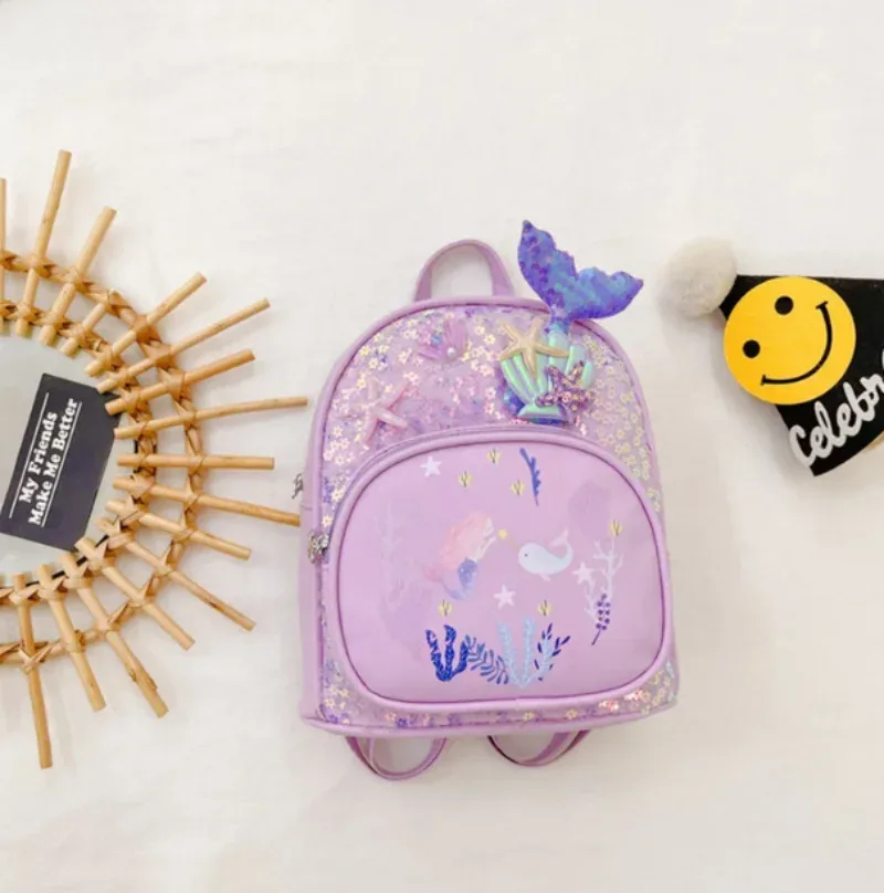 sac à dos personnalisé à paillettes sirène avec nom brodé, sac à dos personnalisé pour enfants, sac d'étudiant de maternelle