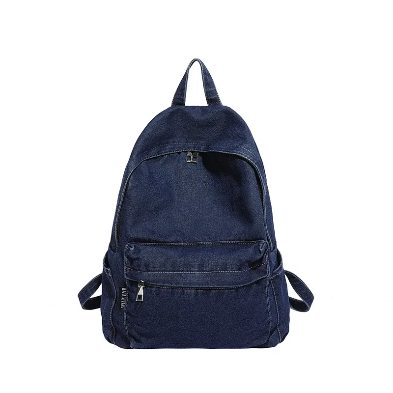 sacs à dos en jean solide pour femmes et unisexe, sacs de loisirs ou de voyage en toile lavée, sacs d'école 100% coton, sacs à bandoulière style preppy pour femmes