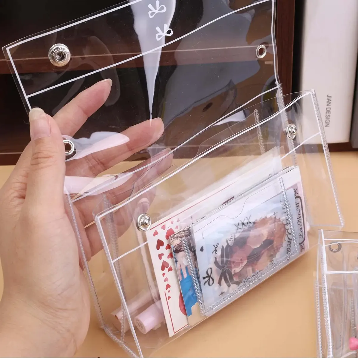 sac de maquillage transparent en pvc à 4 couches, organiseur de toilette de voyage et trousse à crayons multi-usages pour étudiants