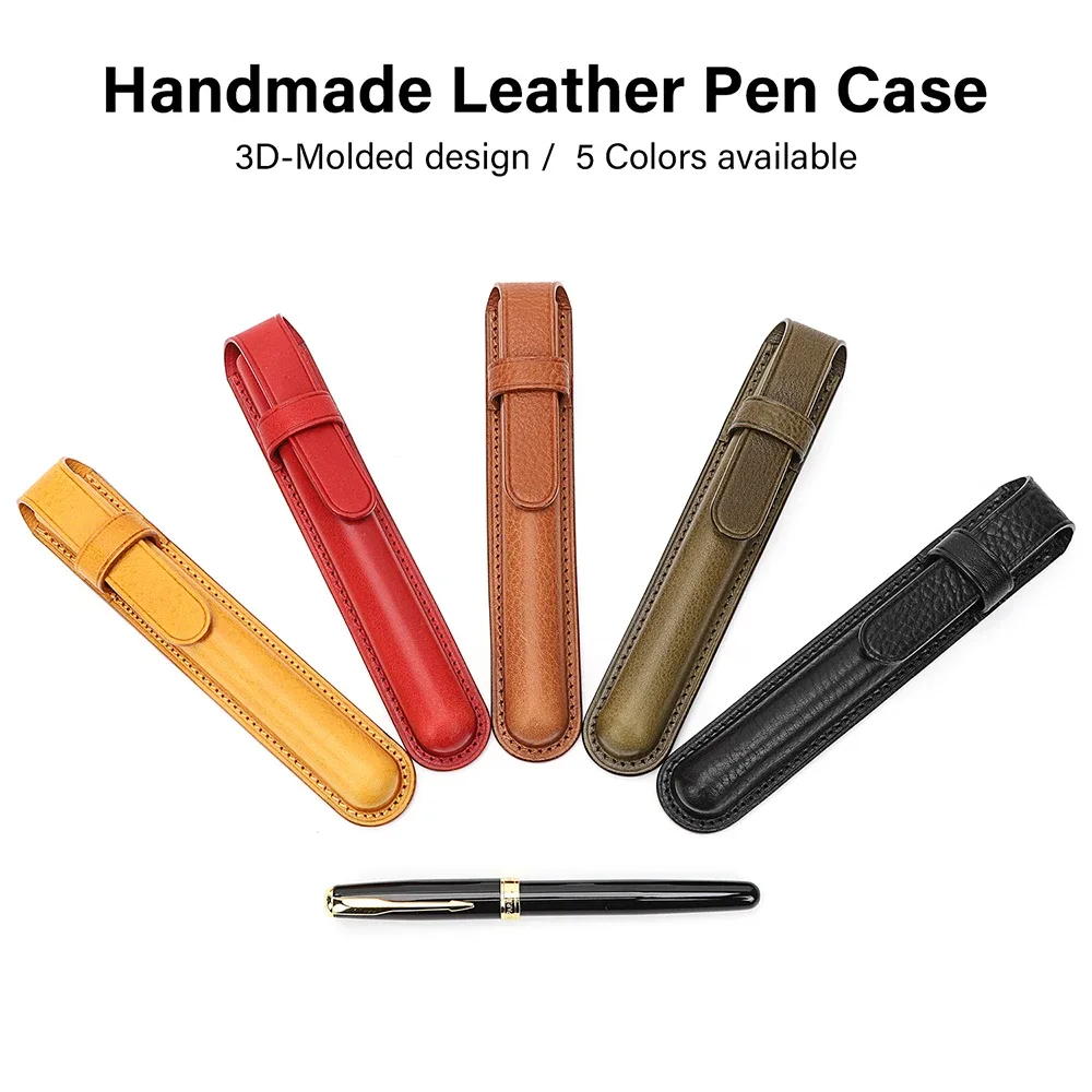 crazysmith étui à stylos en cuir fait main, porte-stylo, housse de protection, étui en cuir de vachette pour stylo-plume, accessoires pour stylos