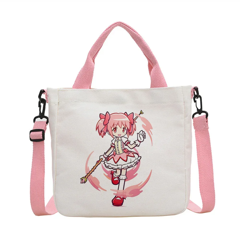sac fourre-tout madoka magica en toile réutilisable, sac cabas, einkaufstasche femme