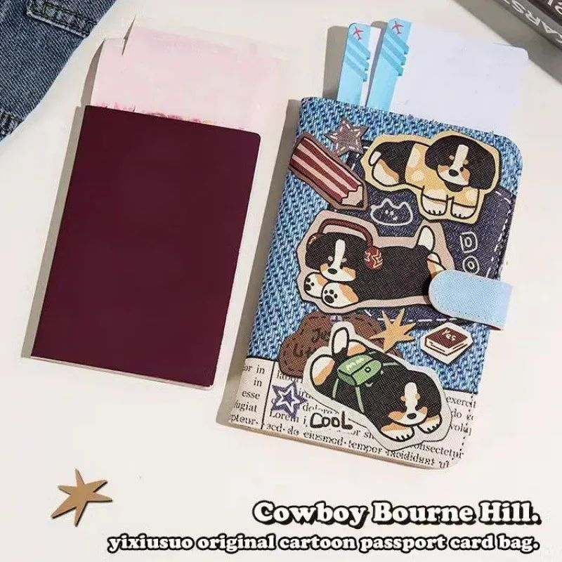 housse de passeport en pu mignonne et amusante pour les voyages, porte-cartes d'identité multifonctionnel, organisateur portable de billets et de cartes de crédit