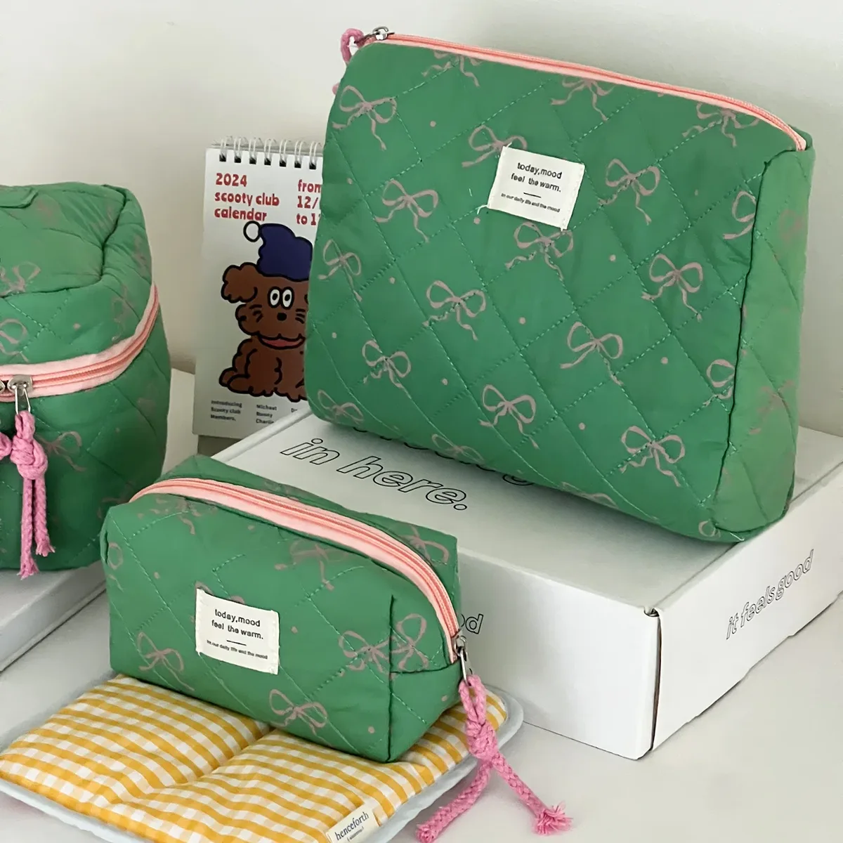 sacs à cosmétiques décontractés avec nministériels d doux pour femme, sacoche de rangement de toilette, de voyage, portable, trousse de maquillage, pour document d'abonné