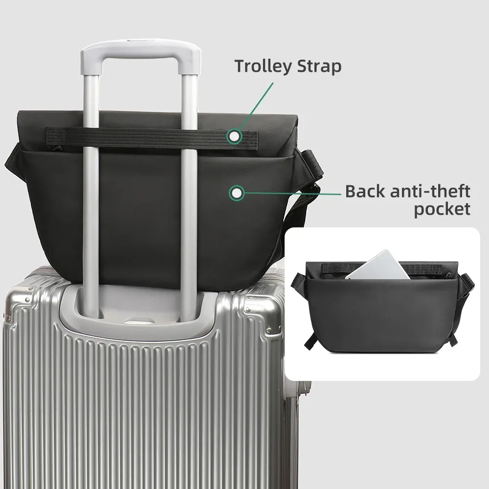 hcankcan sac à bandoulière pour homme, imperméable, grande capacité, sacs messager, adapté au mini ipad, pour le quotidien, le travail, le cyclisme, le week-end, les activités de plein air