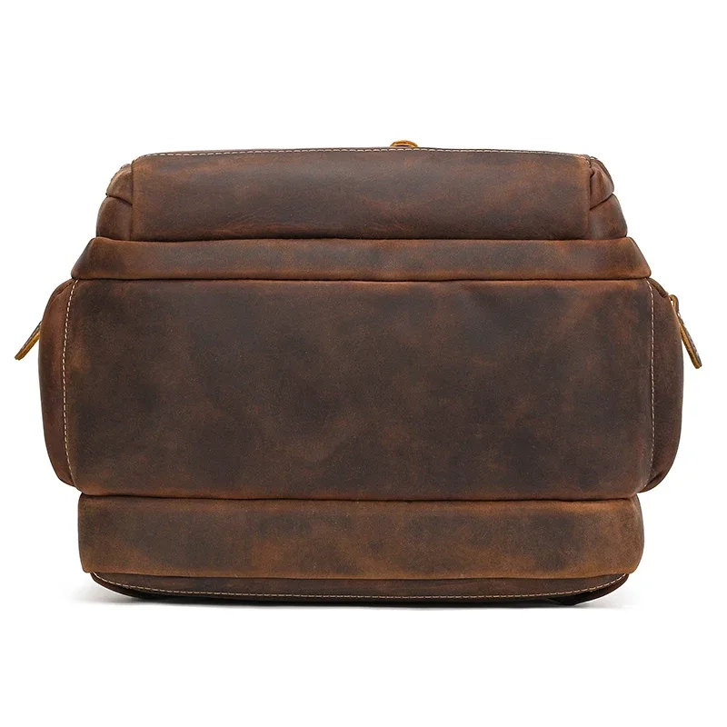sac à dos pour ordinateur portable haute capacité sac de voyage en cuir véritable pour hommes sacs à dos en cuir de cheval fou livraison directe sac d'école grand