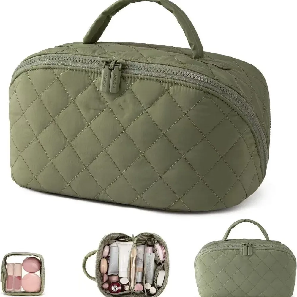 trousse de maquillage pour femme, durable, large ouverture, plate, résistante à l'eau, trousse à cosmétiques, sacs de maquillage pour produits de toilette et pinceaux