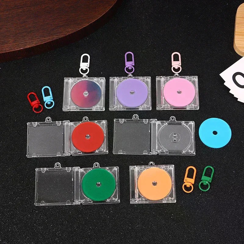 porte-clés album souvenir vierge, mini étui cd, breloque en forme de lecteur cd, breloques diy pour sac à dos