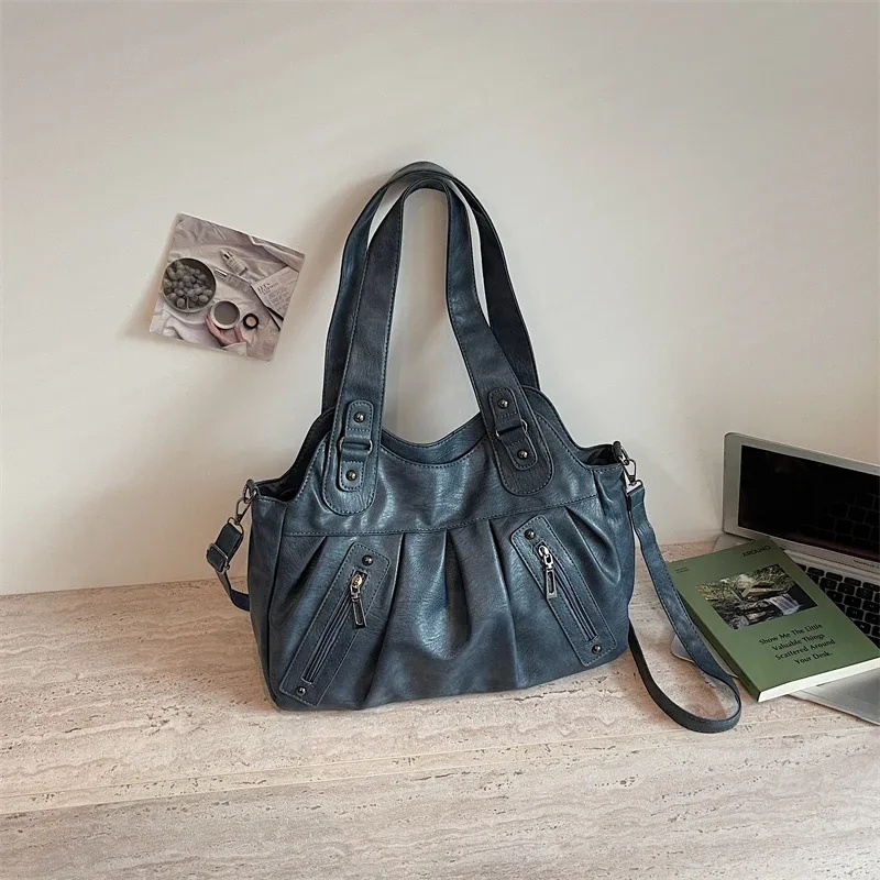 sac hobo vintage en cuir souple pour femme, grande capacité, sac fourre-tout décontracté, tendance 2026, sacs à bandoulière et sacs croisés pour le travail et les voyages