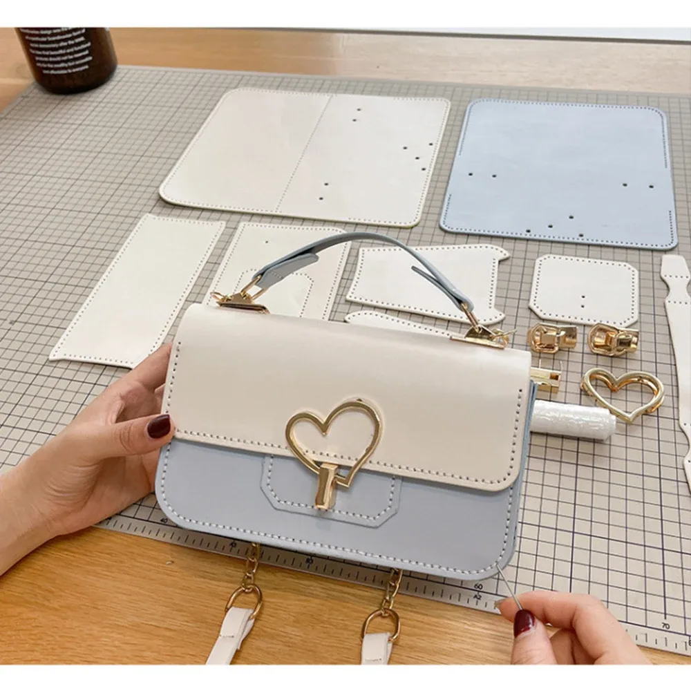 kit de matériaux de fabrication de sacs à bandoulière en cuir pu, ensemble de couture de sacs cambridge pour femmes, sac à main fait à la main, accessoires semi-finis, bricolage