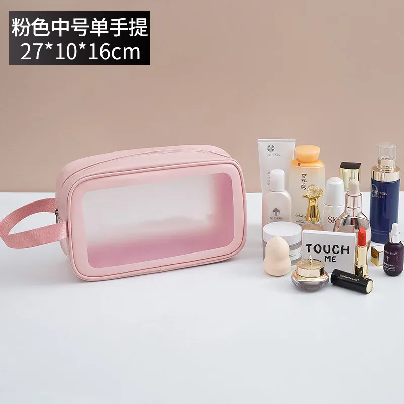 nouvelle trousse de toilette et de maquillage transparente imperméable à grande capacité, épaissie, sans logo, pour voyage, multi-usage, portable, cosmétique