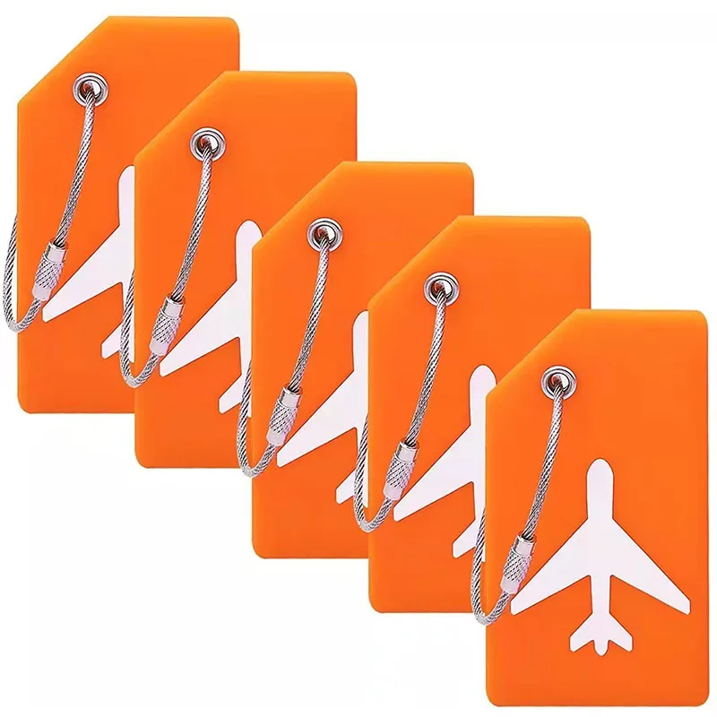 étiquette de bagage en silicone avec boucle en acier inoxydable, approuvée par la tsa, protection de la vie privée, étiquette de sac de voyage pour valises