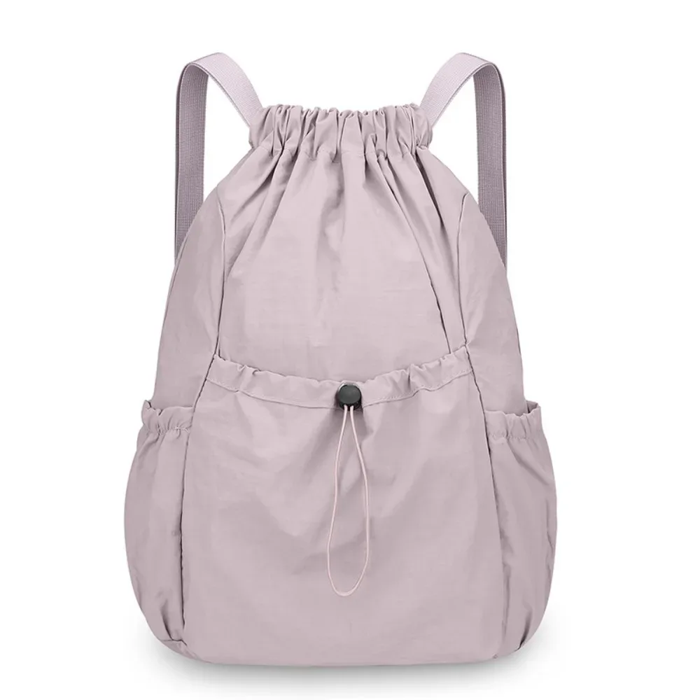sac à dos en nylon oxford avec cordon de serrage, léger, pliable, couleur unie, grande capacité