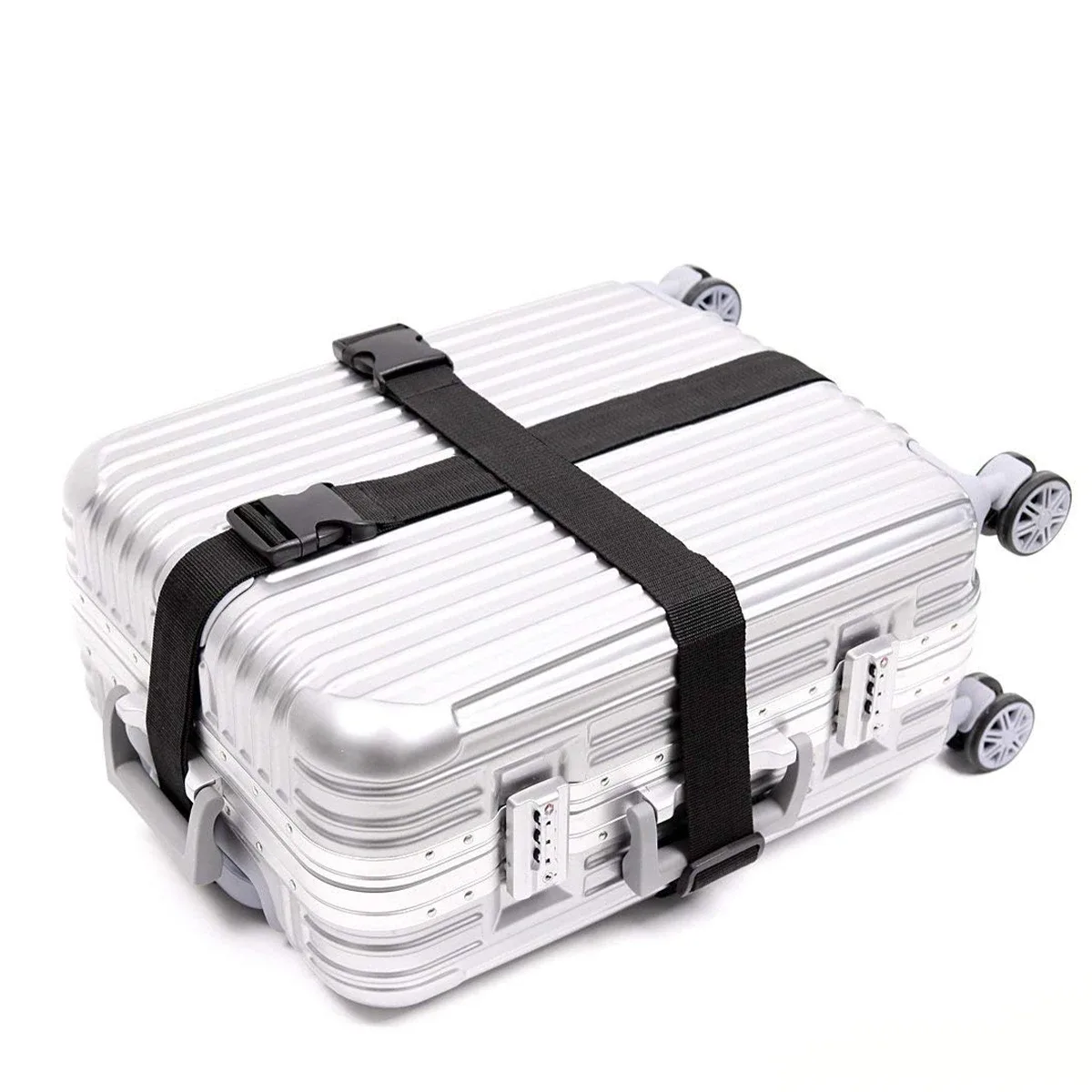ceinture serrage sac roulettes tissu noir polypropylène régulable accessoire voyage sangles larges boucle rapide