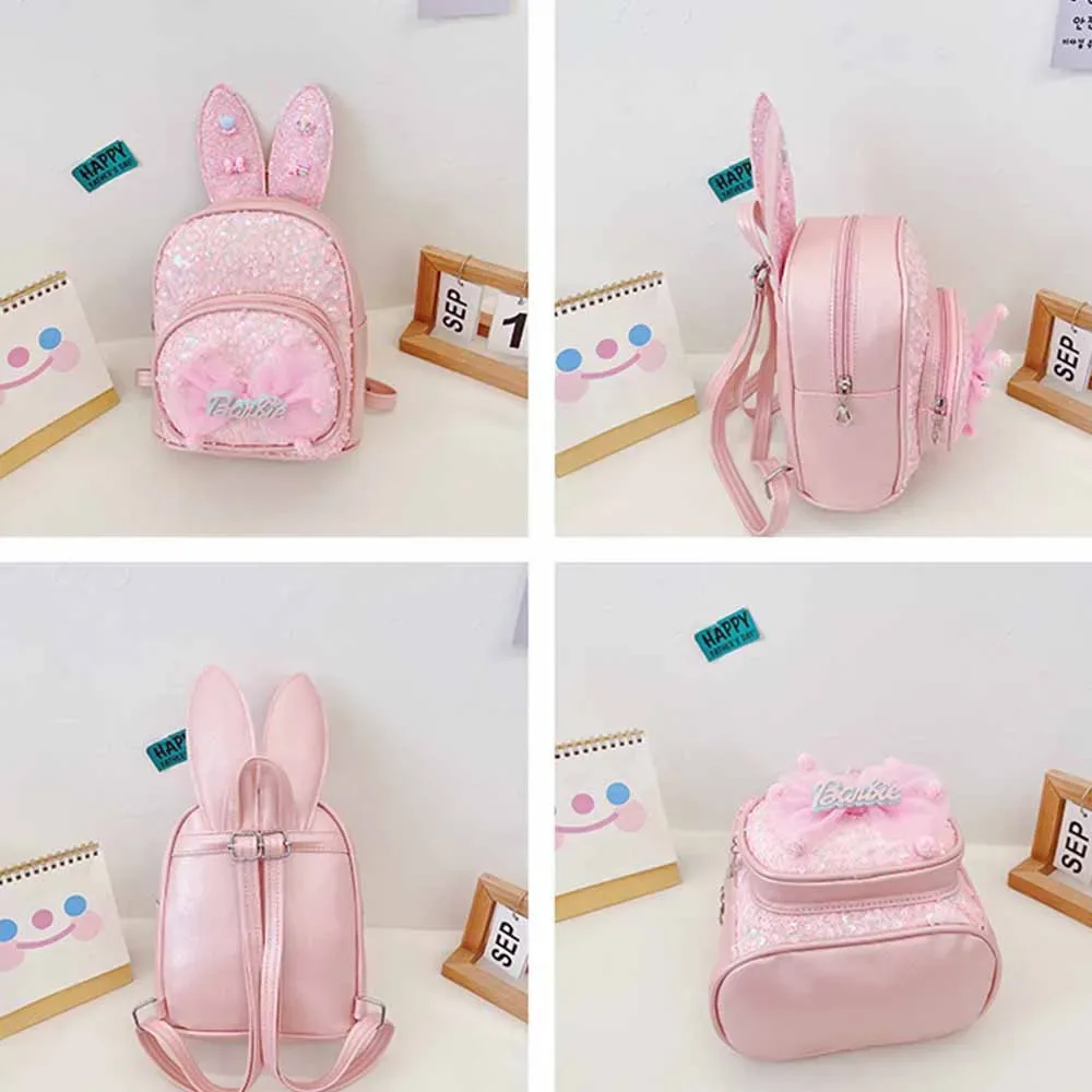 sac à dos brodé de campus de maternelle, sac de dessin animé de princesse à paillettes, sac à dos d'oreille longue à grand nœud mignon personnalisé, sac de collation d'extérieur
