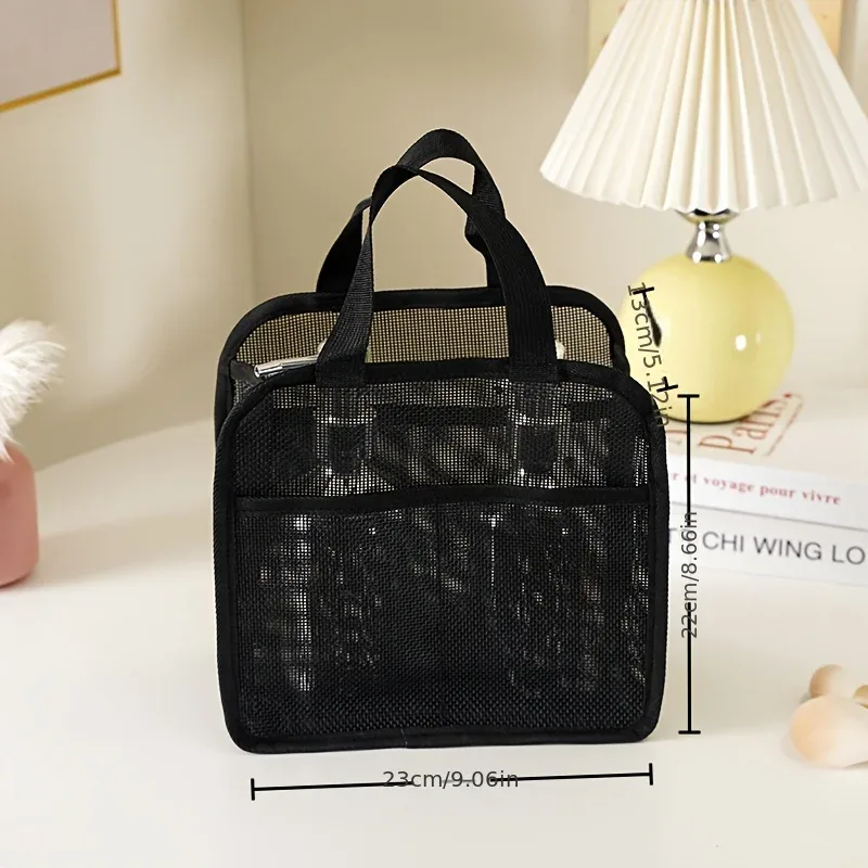 sac à main en maille 1 pièce, trousse de maquillage design, sac de voyage portable pour rouge à lèvres, sac de rangement cosmétique, trousse de toilette, sac de bain transparent