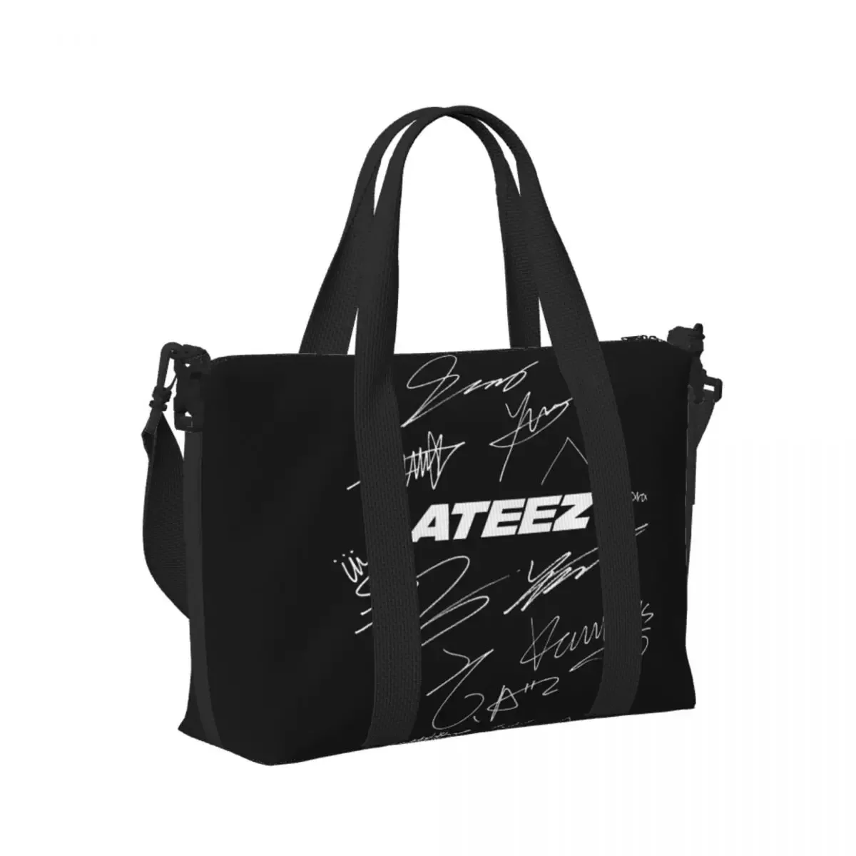 ateez personnalisé-logo + autographes sac de voyage de plage sacs fourre-tout de grande capacité pour salle de sport yoga femmes shopping sac à bandoulière