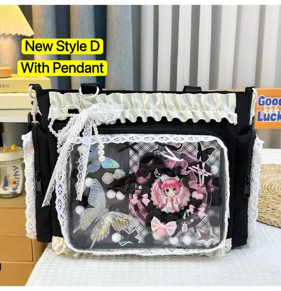 y2k mignon japonais ins ita sac lolita fille fourre-tout transparent sac à bandoulière grande capacité sac à bandoulière décontracté bricolage affichage sacs à main