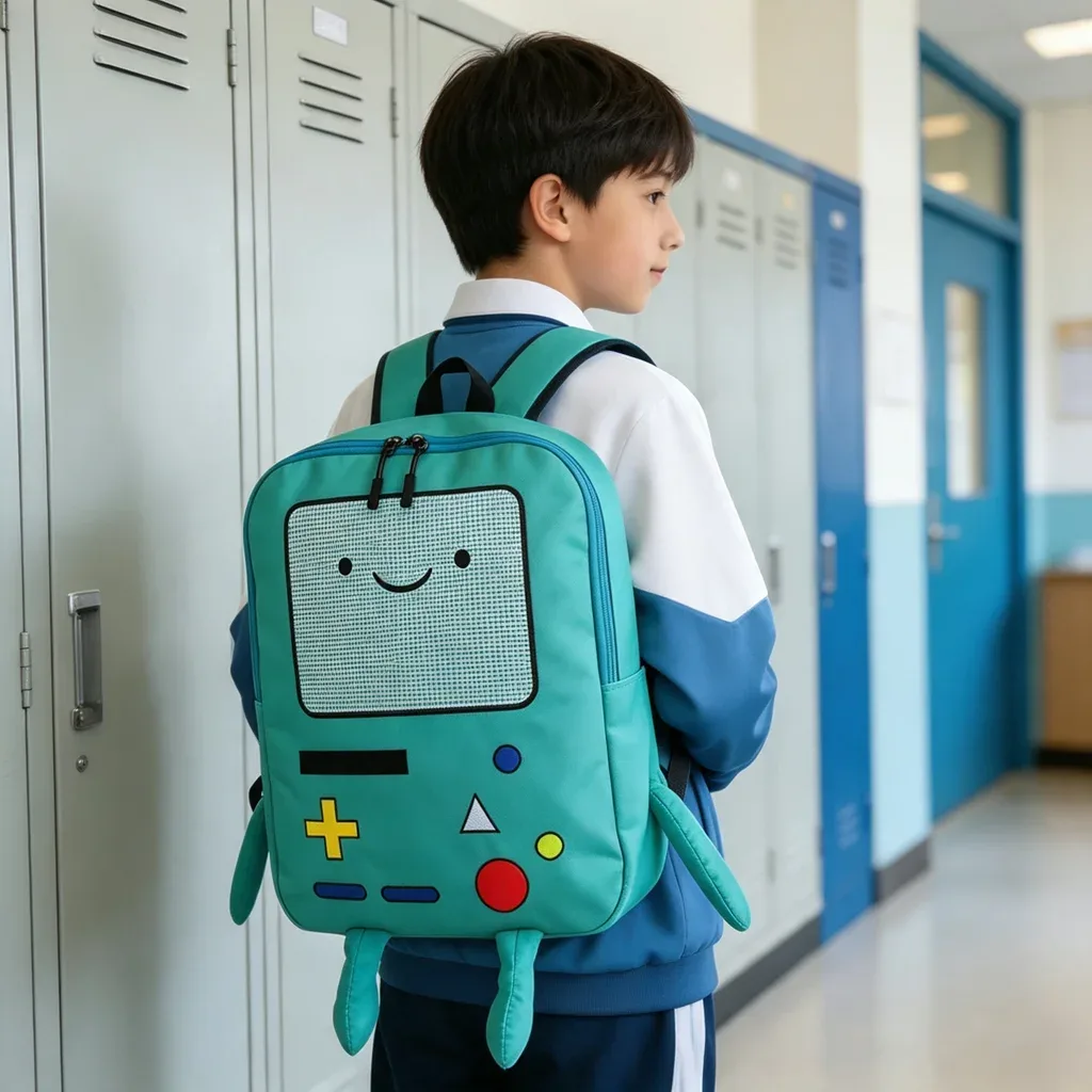 sac à dos en toile 3d robot dessin animé grande capacité 14 pouces kawaii unisexe pour étudiant avec panneau dorsal respirant