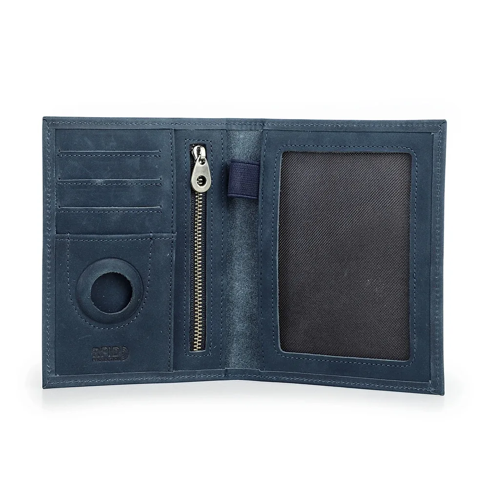 porte-passeport en cuir de vache véritable, portefeuille de voyage avec étui airtag, porte-stylo de poche anti-perte, couverture de passeport bloquant rfid