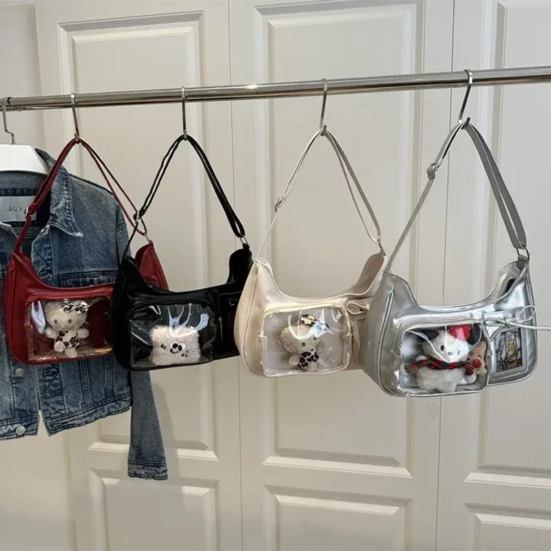 sac à bandoulière y2k harajuku pour femme, sac ita transparent coréen, sac à bandoulière scolaire, sac à main de créateur japonais style preppy
