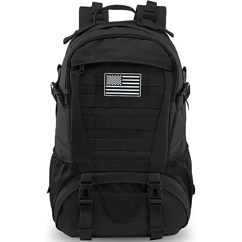 sac dos nylon béige tache camouflage pochette avant zippée banderole américaine voyage plein air randonnée camping chasse escalade