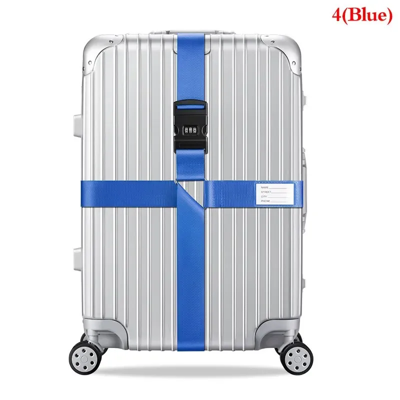 sangle de bagage en nylon à verrouillage par mot de passe à 3 chiffres, ceinture croisée, emballage réglable, sangle de valise de voyage, environnement de bagages