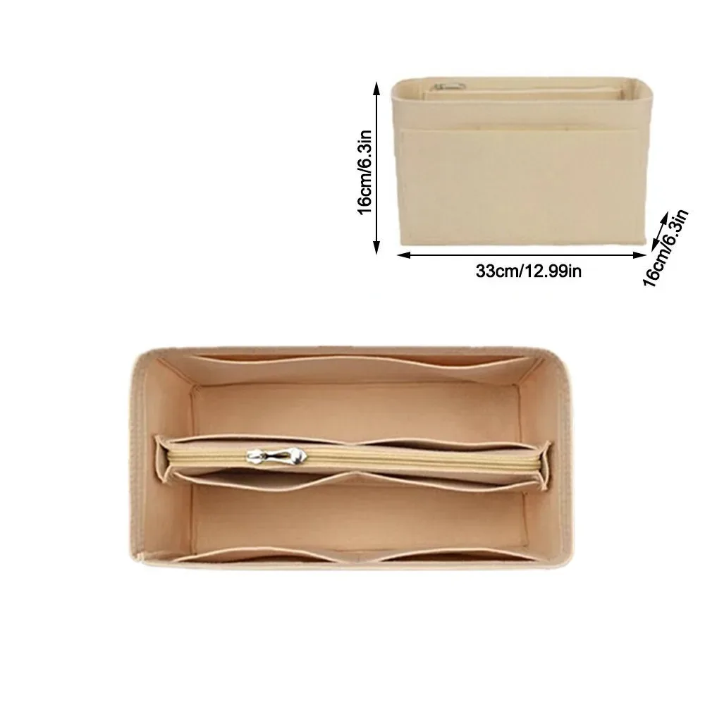 sac d'insertion en feutre grande capacité avec fermeture éclair, organisateur de sac à main multi-poches, sac intérieur doublé pour lv speedy25/30/35/gentlewoman