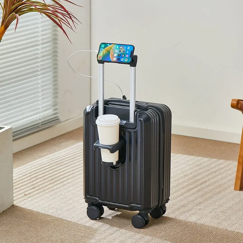 dernier modèle valise d'embarquement valise de voyage bagage de voyage portable avec porte-gobelet et support pour téléphone pour une valise facile à transporter
