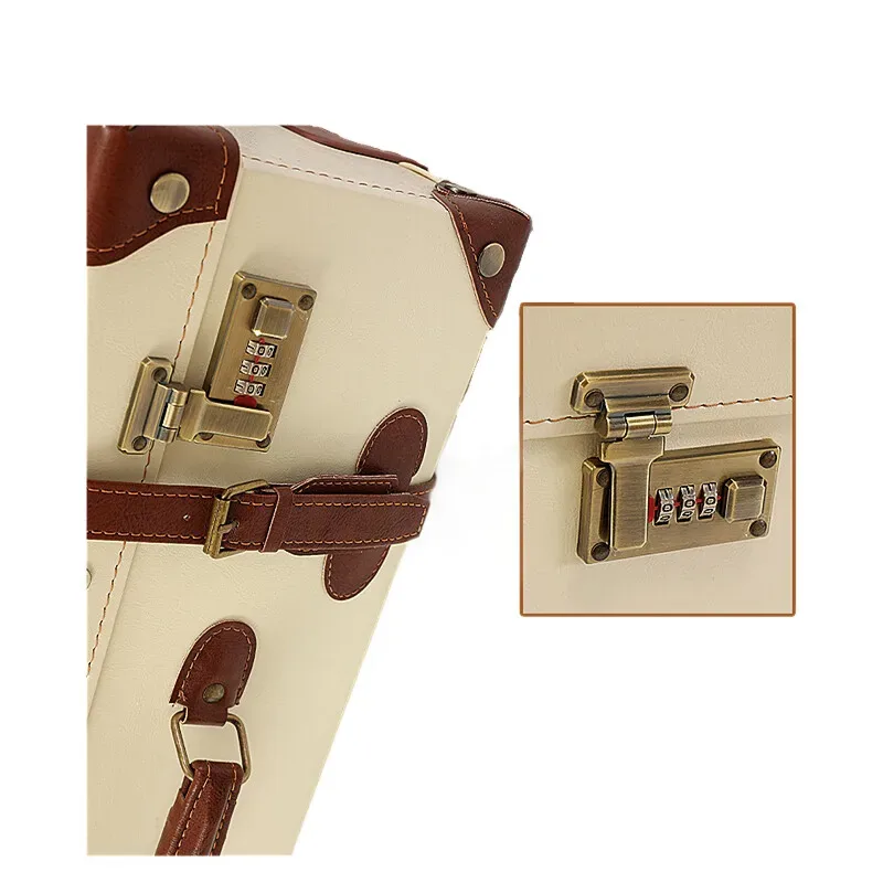 valise en cuir britannique vintage, bagage à roulettes rétro avec matériel en laiton antique et roues silencieuses, sac à main approuvé par cabine