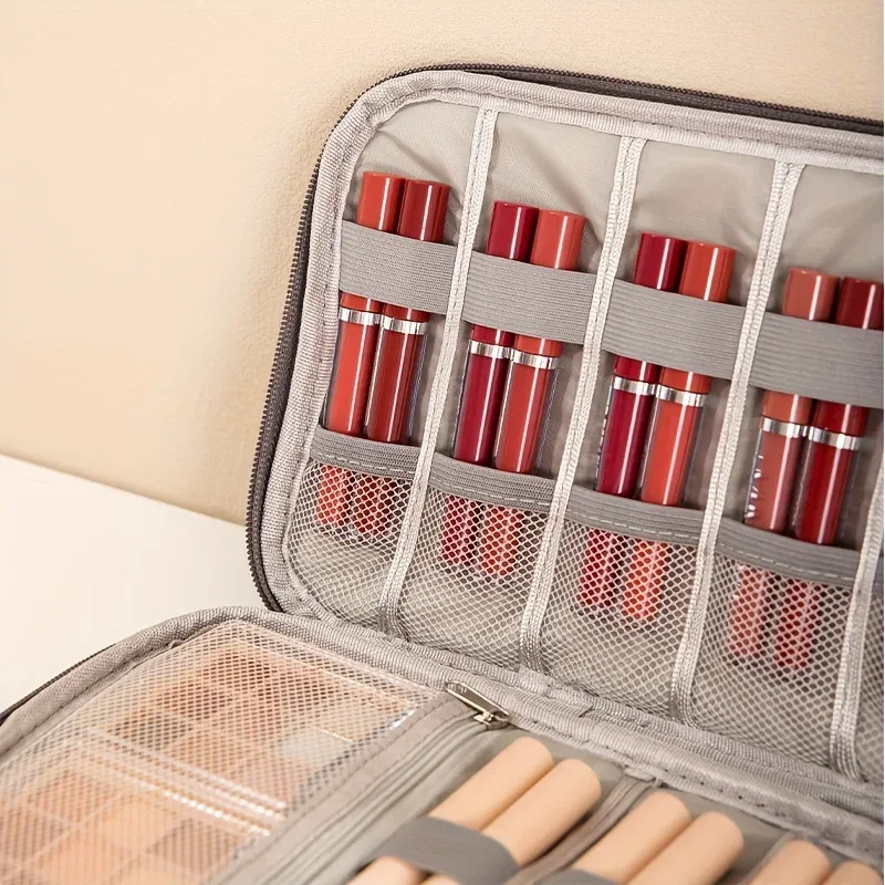 1 sac de rangement pour rouge à lèvres, sac de rangement pour fond de teint et crayon à sourcils, sac de maquillage portable pour voyage