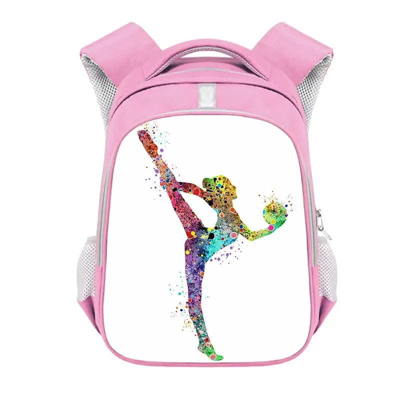 sac à dos imprimé de gymnastique rythmique pour filles, sac d'école de 13 à 16 pouces, sac de rangement de voyage de grande capacité, sac à dos d'athlète de danse