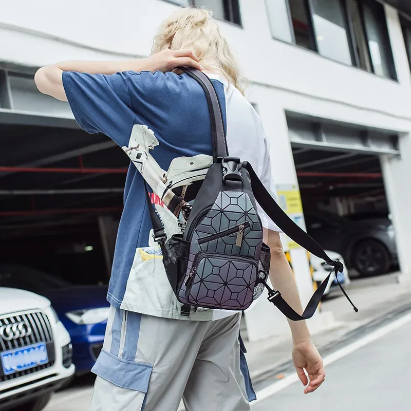 sac à dos géométrique lumineux à paillettes pour femmes, sac à dos d'école pour adolescentes, mochila feminina 2024