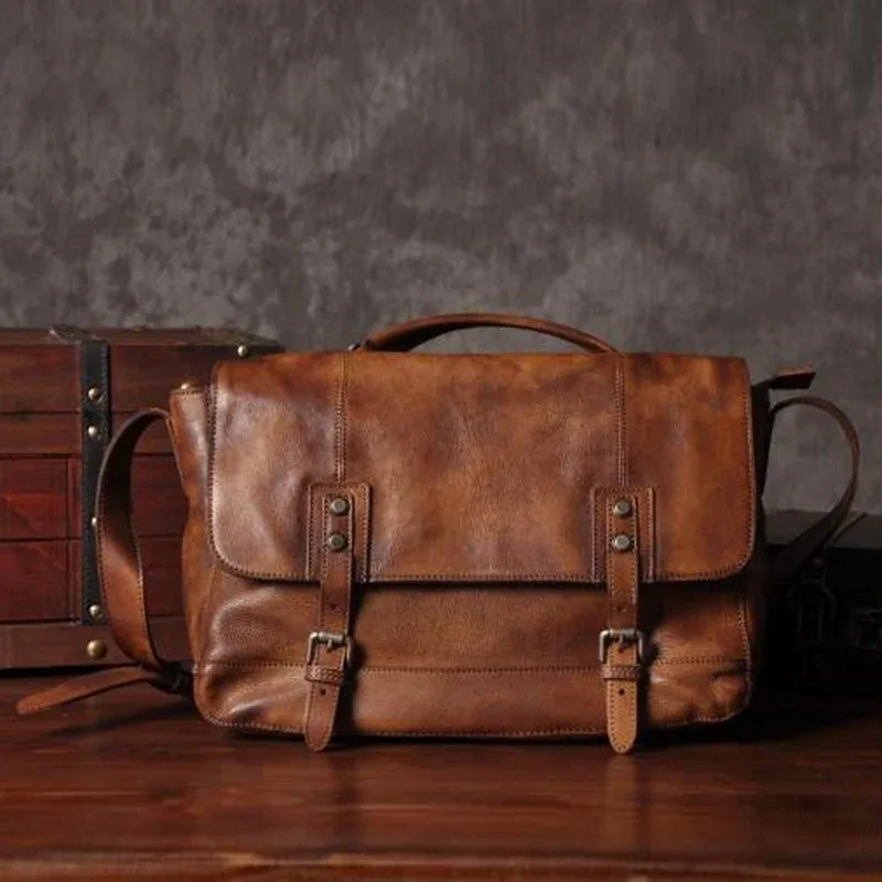 sac messager vintage en cuir véritable pour homme, sac à bandoulière en cuir pour homme, sac bandoulière masculin, sac de loisirs, sac à main, marron gris