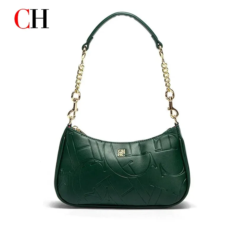 sac à main de luxe ch avec monogramme en relief pour femme, sac bandoulière à chaîne, sac baguette vintage avec fermeture éclair, sac à main quotidien