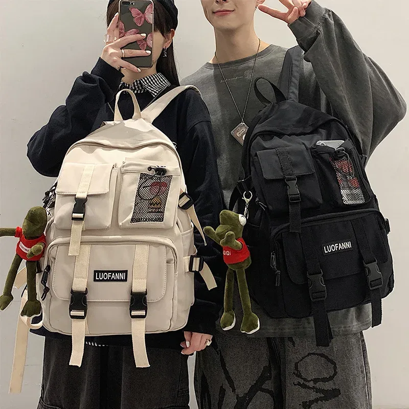 sac à dos à poches multiples pour hommes et femmes, sac de styliste avec boucle d'insertion en toile, sacs à dos pour ordinateur portable pour adolescents, sacs d'école pour étudiants