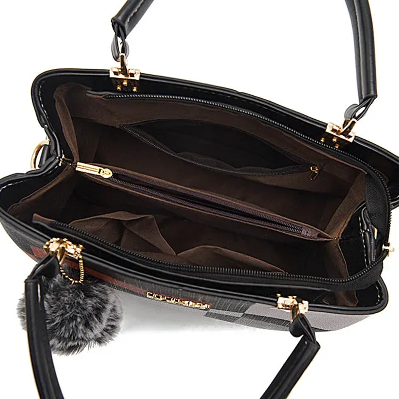 sacs à main en cuir pu pour femmes, sacoches élégantes de styliste, sacoches à bandoulière avec pompon pour filles, fourre-tout