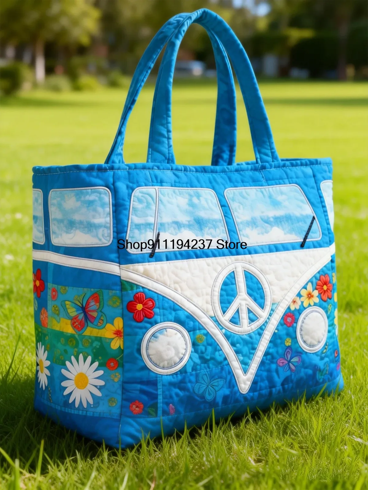 sac fourre-tout matelassé 3d butterfly hippie van