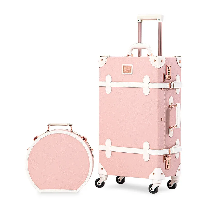 valise en cuir vintage, porte-bagages rétro, valises à roulettes en laiton antique, porte-bagages de 22 pouces, valise de voyage