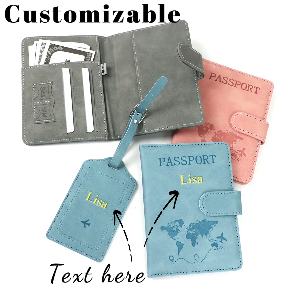 Étiquette Bagage Cuir PU Anti Magnétique Personnalisable Vert Rose Bleu Rouge Marron Gris Noir Voyage Document Nom Adresse Passeport Billet Crédit Carte