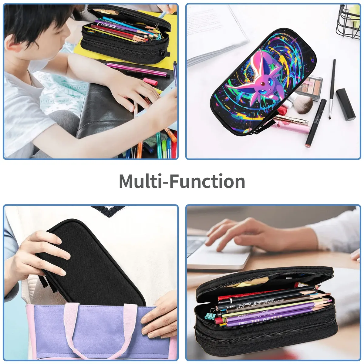 sacs personnalisés de grande capacité pour enfants, trousse à crayons eeveelution pour garçons et filles