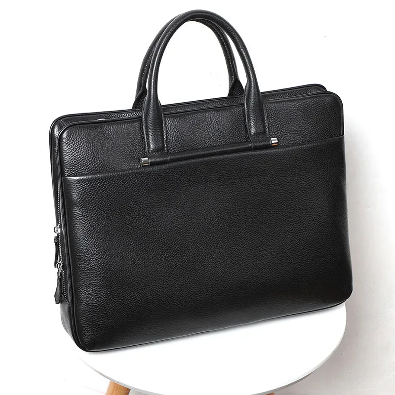 porte-documents de grande capacité en cuir véritable pour ordinateur portable, sacs en cuir de haute qualité pour hommes, sac à bandoulière à plusieurs compartiments pour affaires